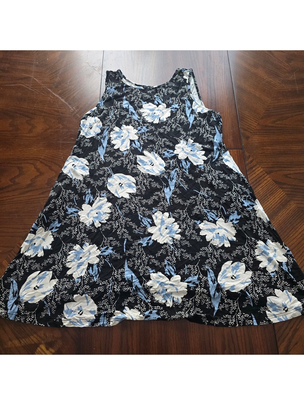 Black floral sleeveless swing tank top 2XL soft stretch